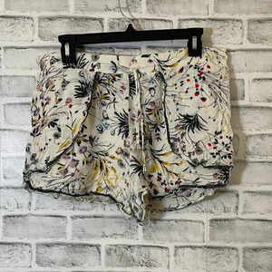 Anthropologie Elevenses white floral shorts size Large
